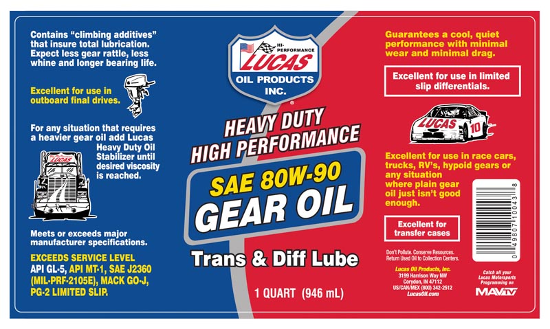 Lucas 80W-90 Gear Oil 1 Quart