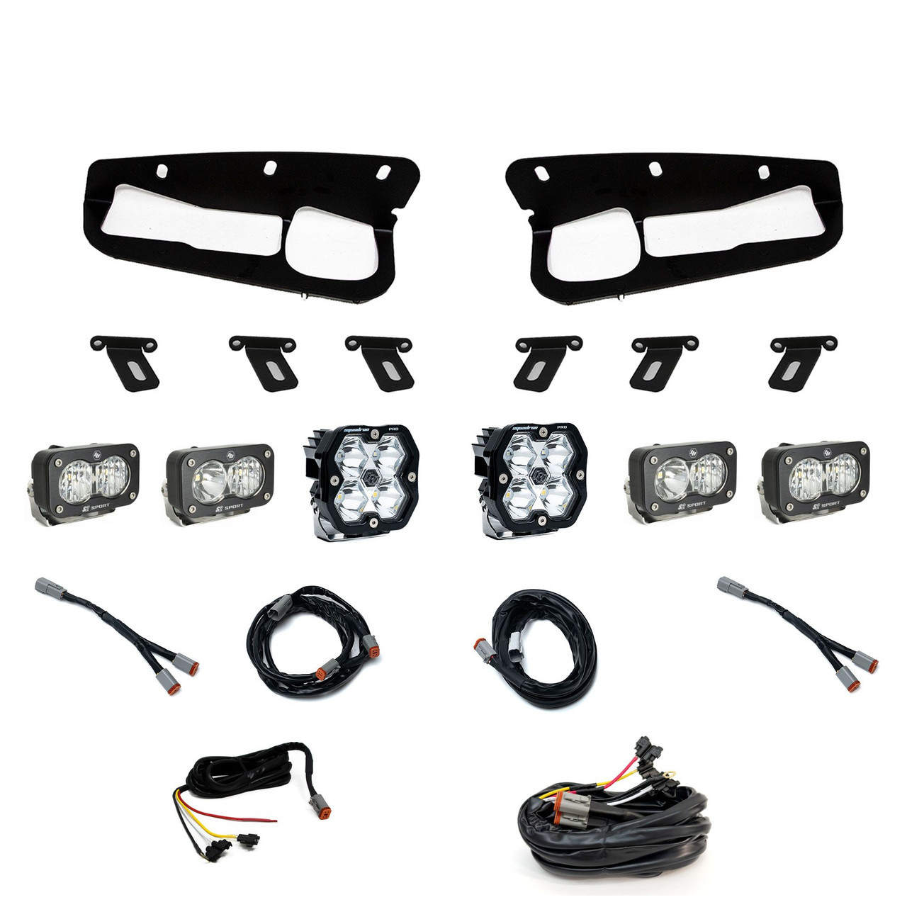 Baja Designs Squadron 2.0 Pro/Dual S2 Sport Fog Pocket Light Kit - Ford 2021-26 Bronco 2022-24 Bronco Raptor w/ Steel Bumper