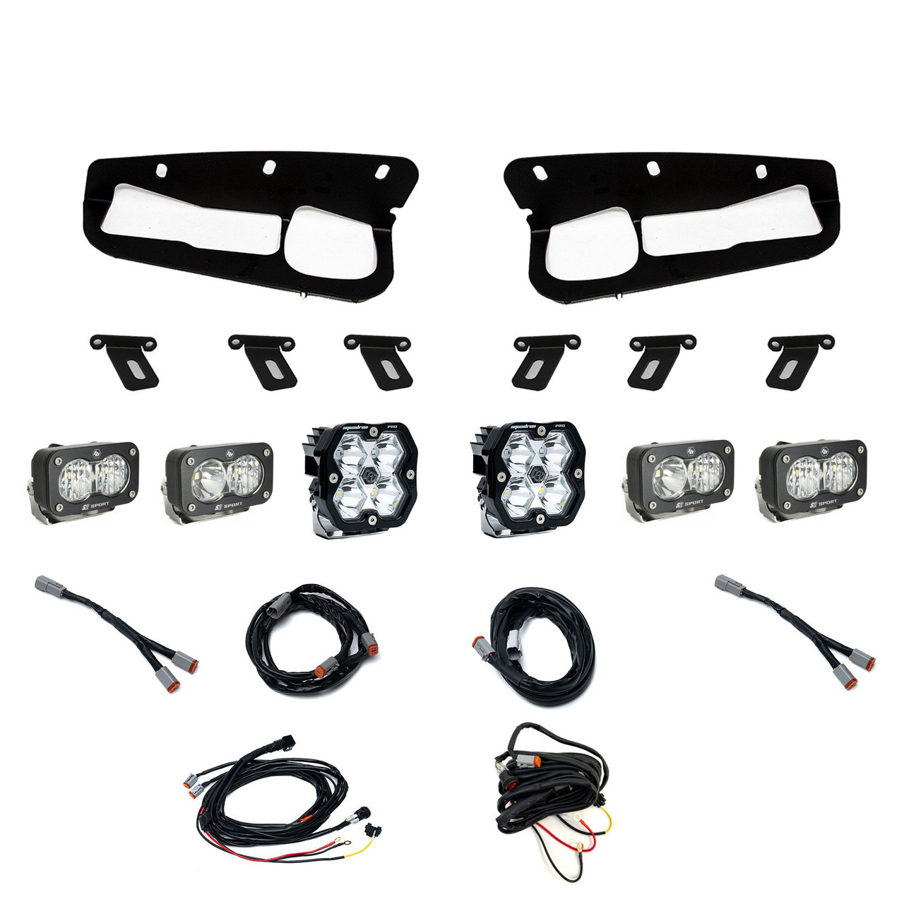 Baja Designs Squadron 2.0 Pro/Dual S2 Sport Fog Pocket Light Kit - Ford 2021-26 Bronco 2022-24 Bronco Raptor w/ Steel Bumper