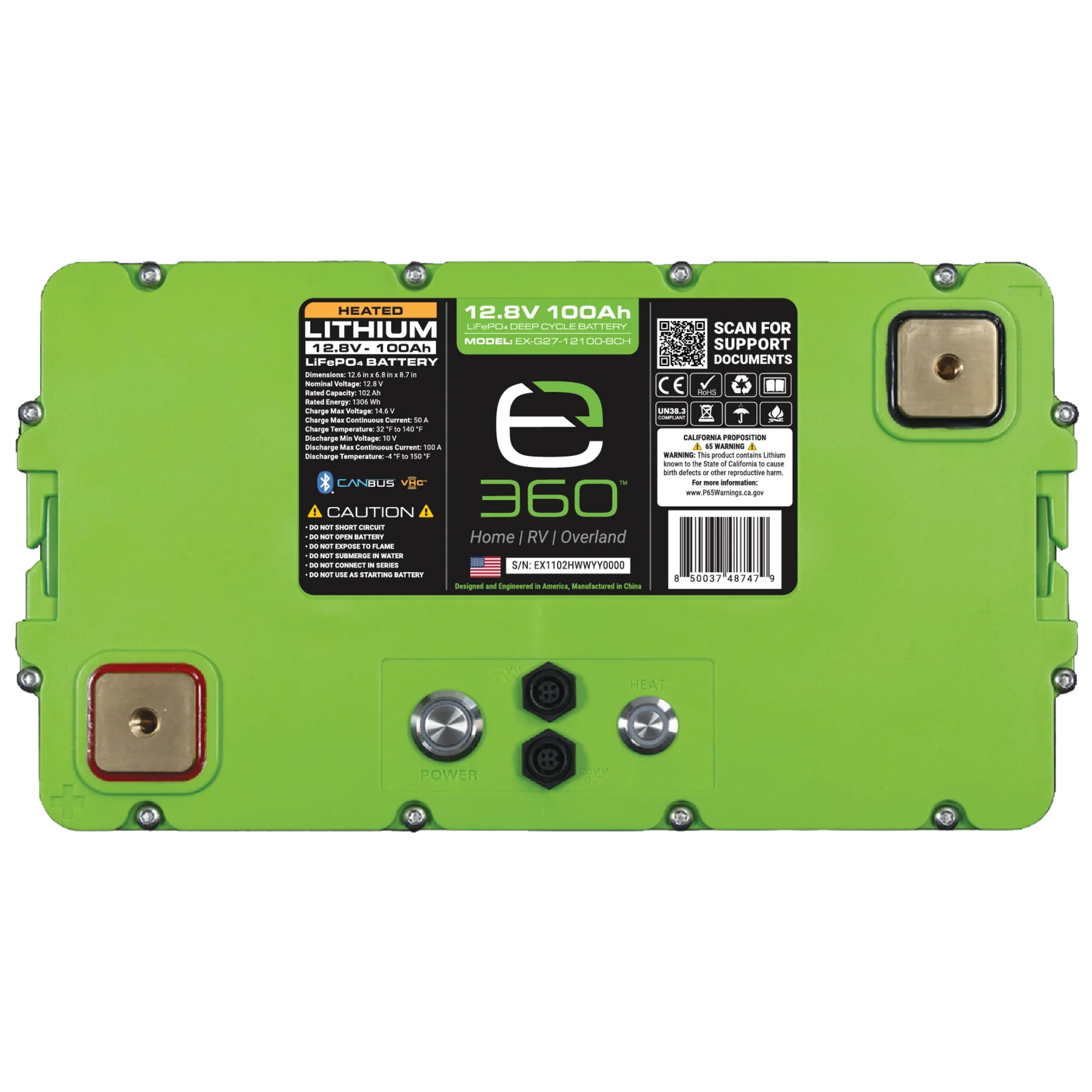 Expion360 12V 100Ah LiFePO4 Lithium Battery – Group 27, SmartTalk & VHC