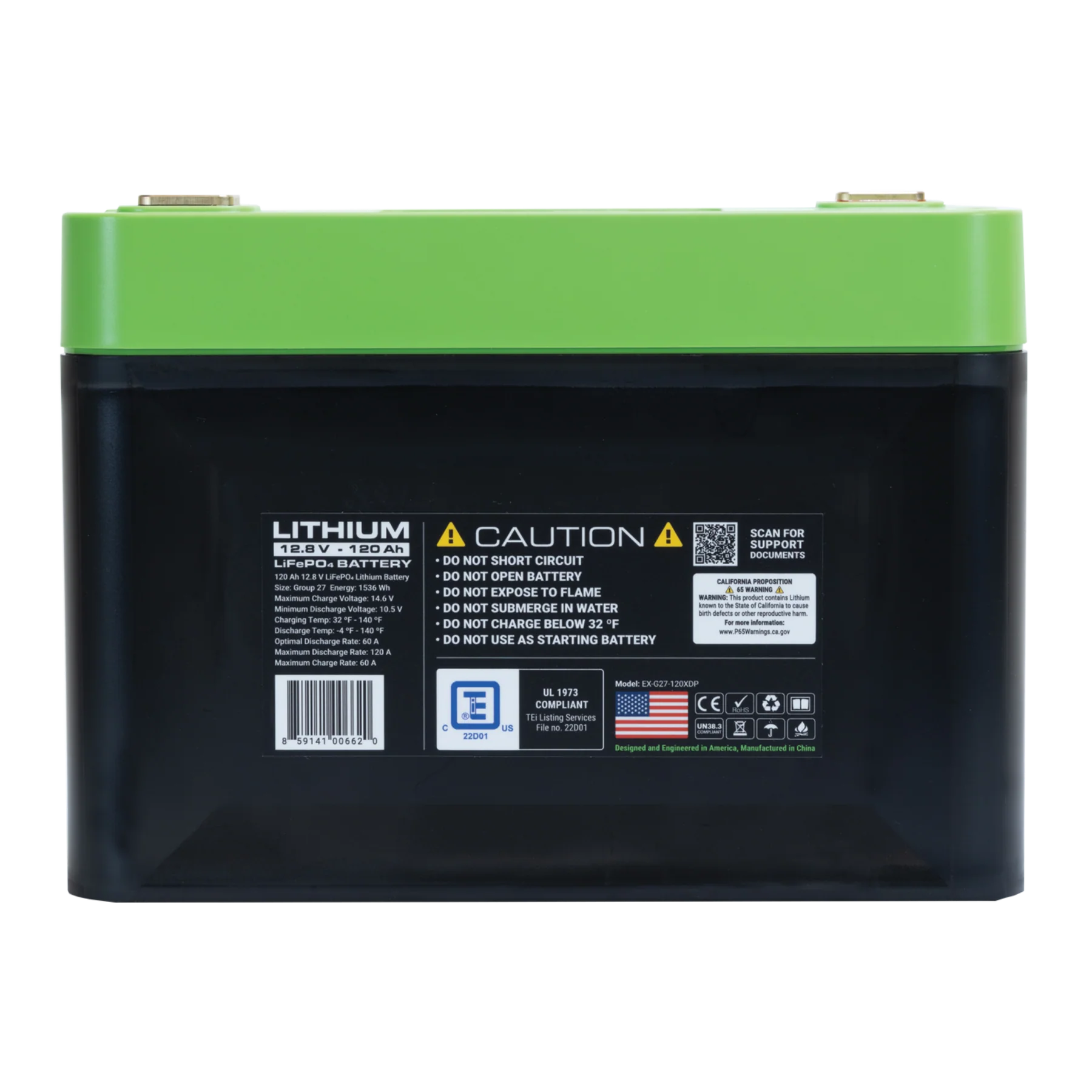 Expion360 12V 120Ah LiFePO4 Lithium Battery – Group 27