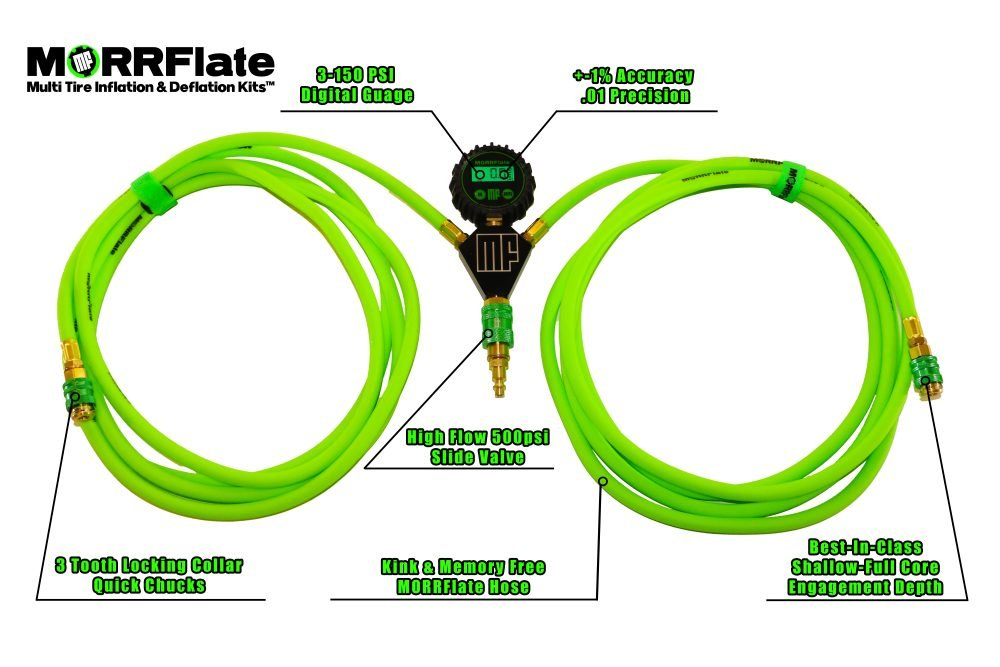 MORRFLATE DUO + (2 TIRE, 13' LENGTH EACH HOSE) WITH BUILT-IN GAUGE