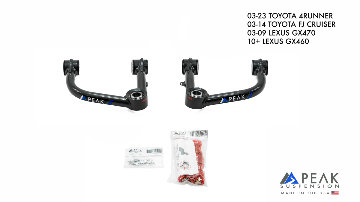 Peak Suspension Tubular Upper Control Arms - 2003-2024 Totyota 4Runner/2003-2014 Toyota FJ Cruiser/2003-2009 Lexus GX470/2010-2023 Lexus GX460