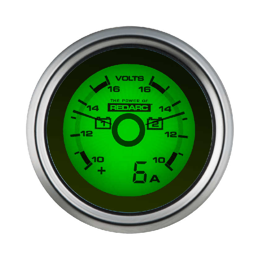 Redarc Dual Voltage 52mm Gauge with Optional Current Display