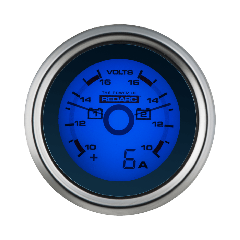 Redarc Dual Voltage 52mm Gauge with Optional Current Display