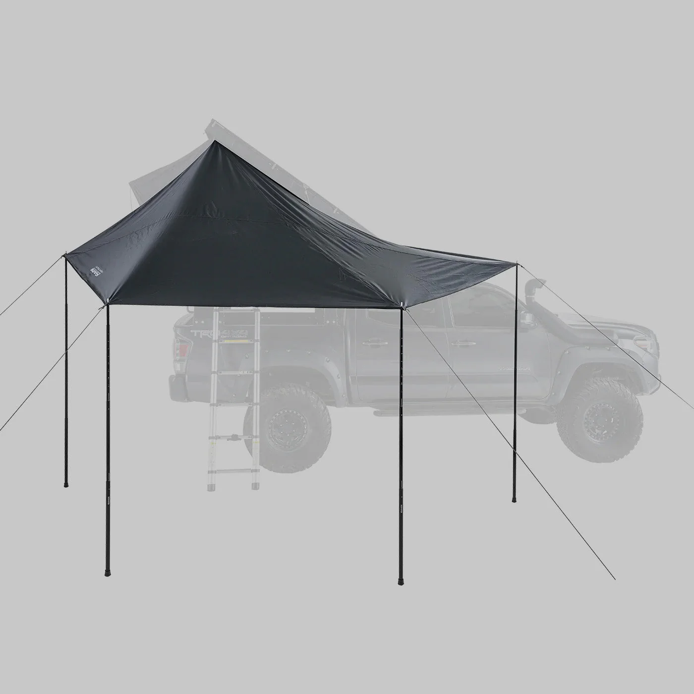 iKamper Awning 3.0 setup at campsite showing 167 sq ft coverage area