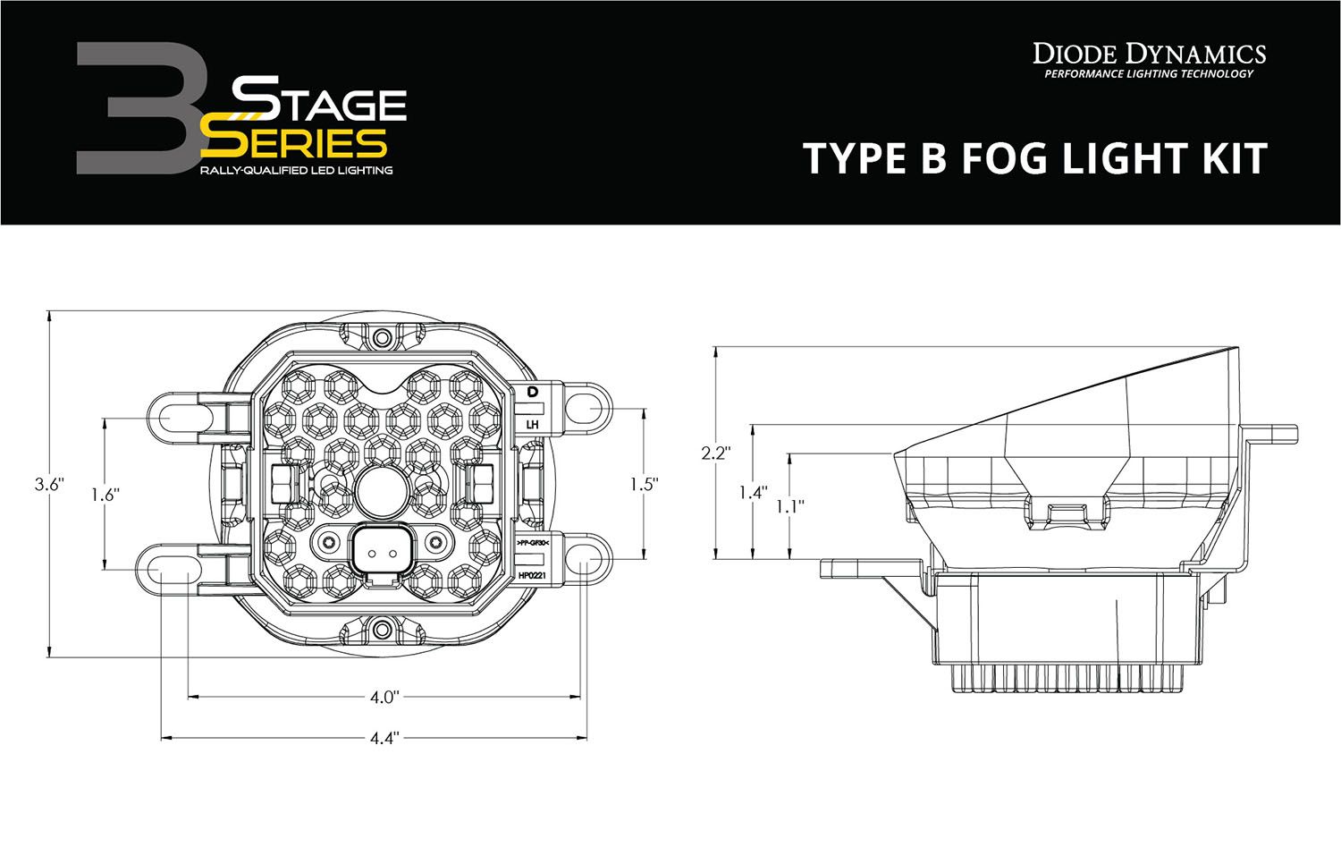 Diode Dynamics SS3 Sport Type B Fog Light Kit - Amber Fog (Pair